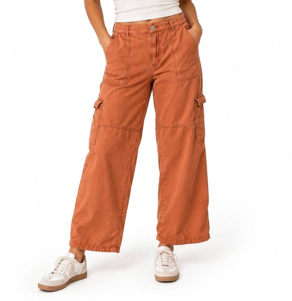 Anthropologie Pilcro Wide Leg Cargo Pants Rust Orange XL